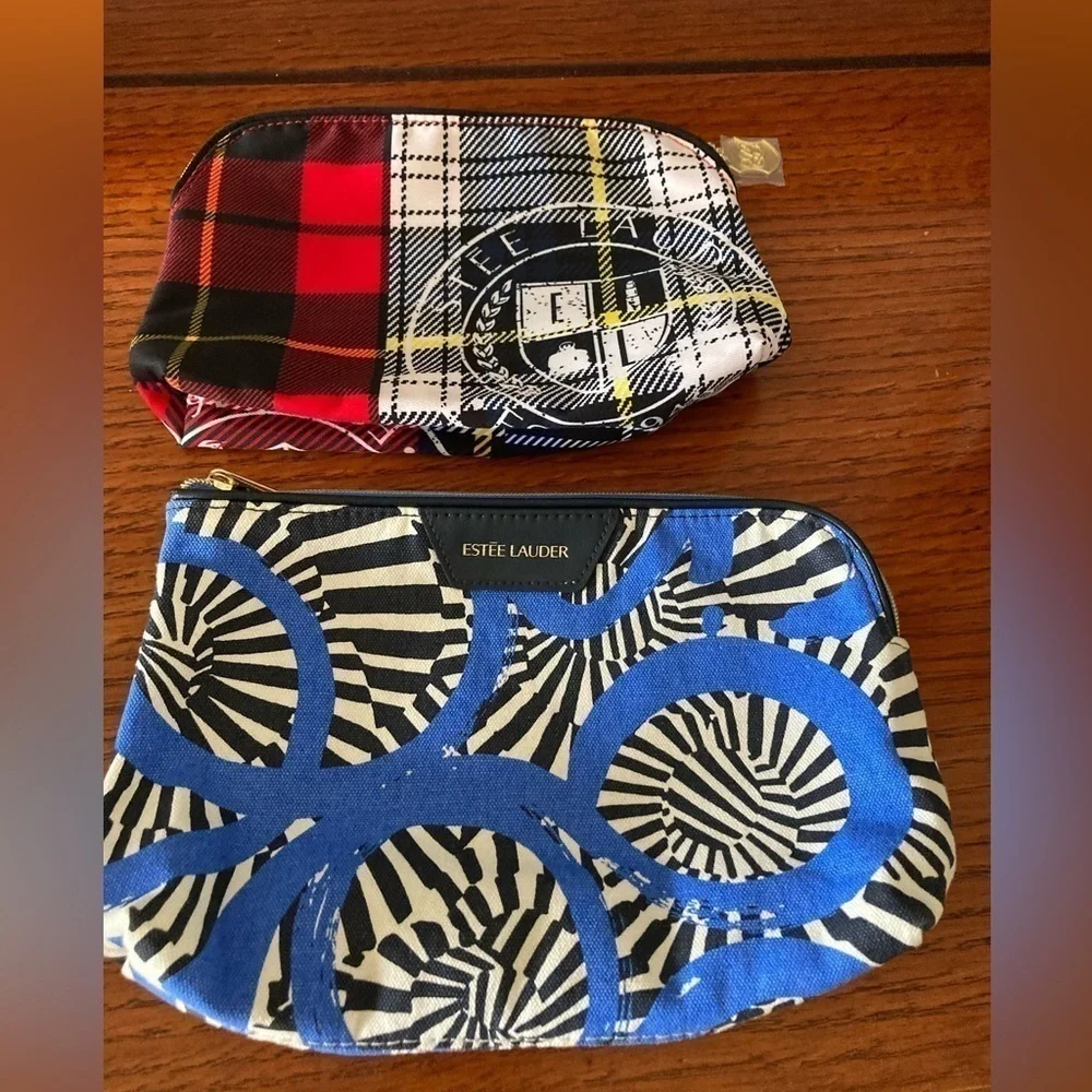 Lot of 4 Estée Lauder Lilly Pulitzer Red Blue Tartan New Makeup bags
